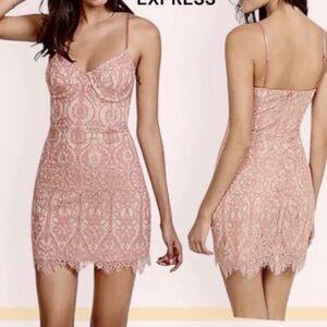 Express Blush Lace Mini Dress